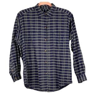Patagonia Organic Cotton Women's Navy Blue Plaid Button Up Top Shirt sx XS